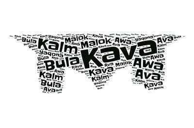 A WordArt Kava Tanoa with the different names of kava on it