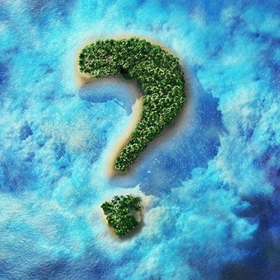 Green Island Question Mark in Ocean