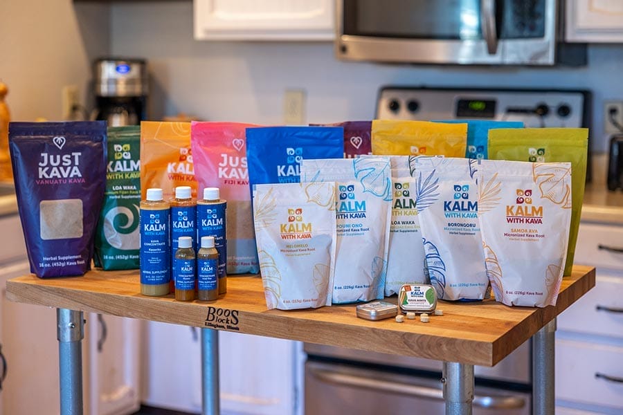 Kalm-with-Kava-Kava-Products Full line up of products from Kalm with Kava